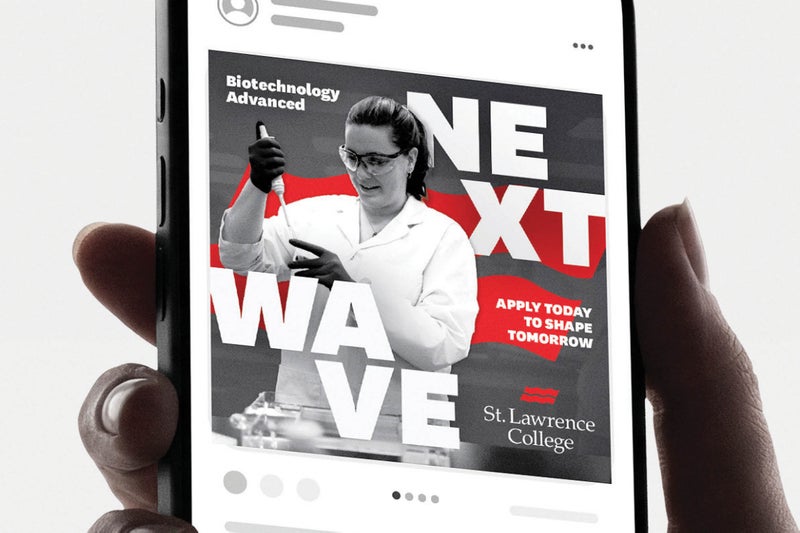 A Next Wave digital ad shown in an environmental context on a mobile device.